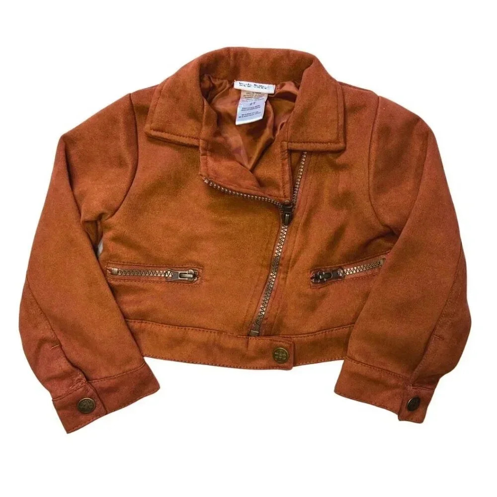 Nicole Miller Toddler Moto Jacket Biker Zip Jacket 2T Faux Suede